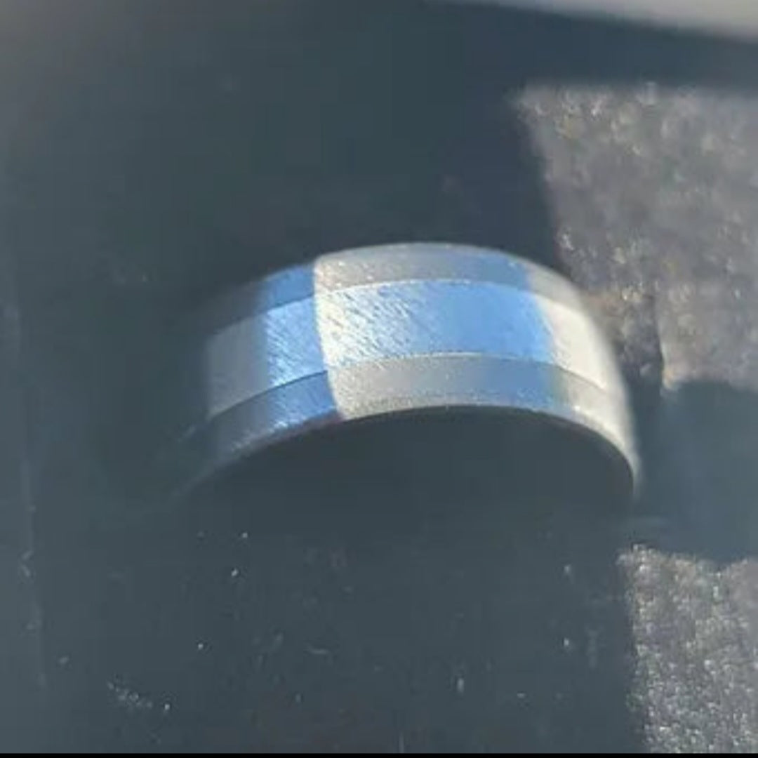 "The Excursion" Titanium and blackened zirconium with battleworn finish mens