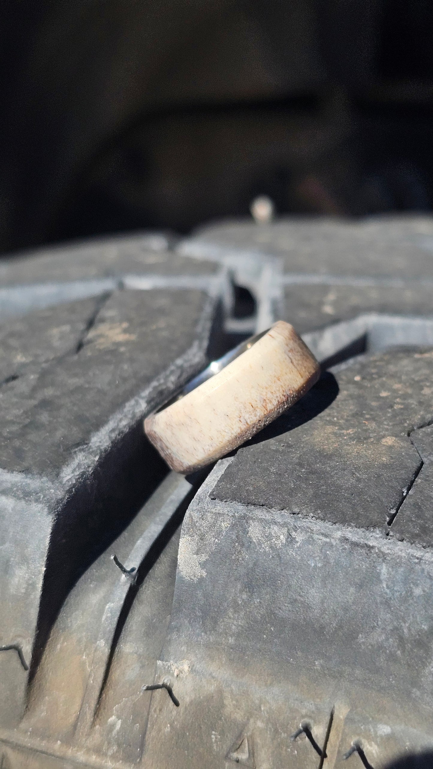 "The Whitetail" deer antler and titanium men's ring