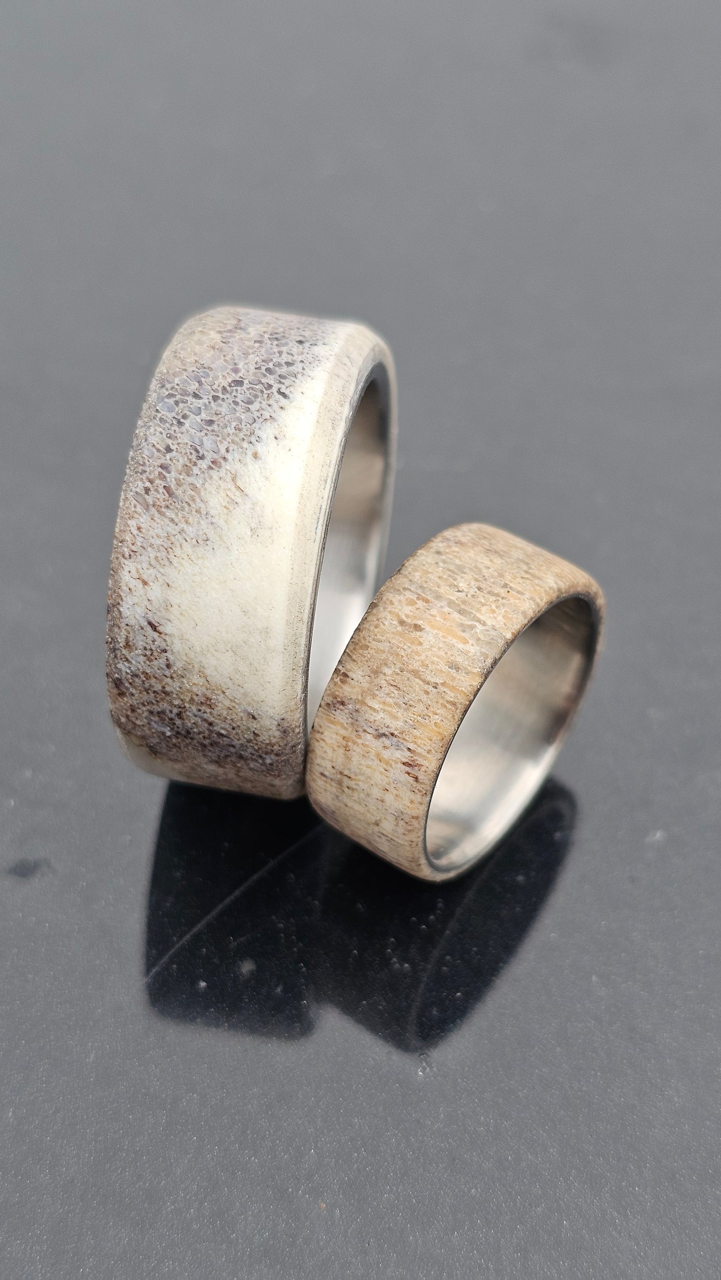 "The Whitetail" deer antler and titanium men's ring