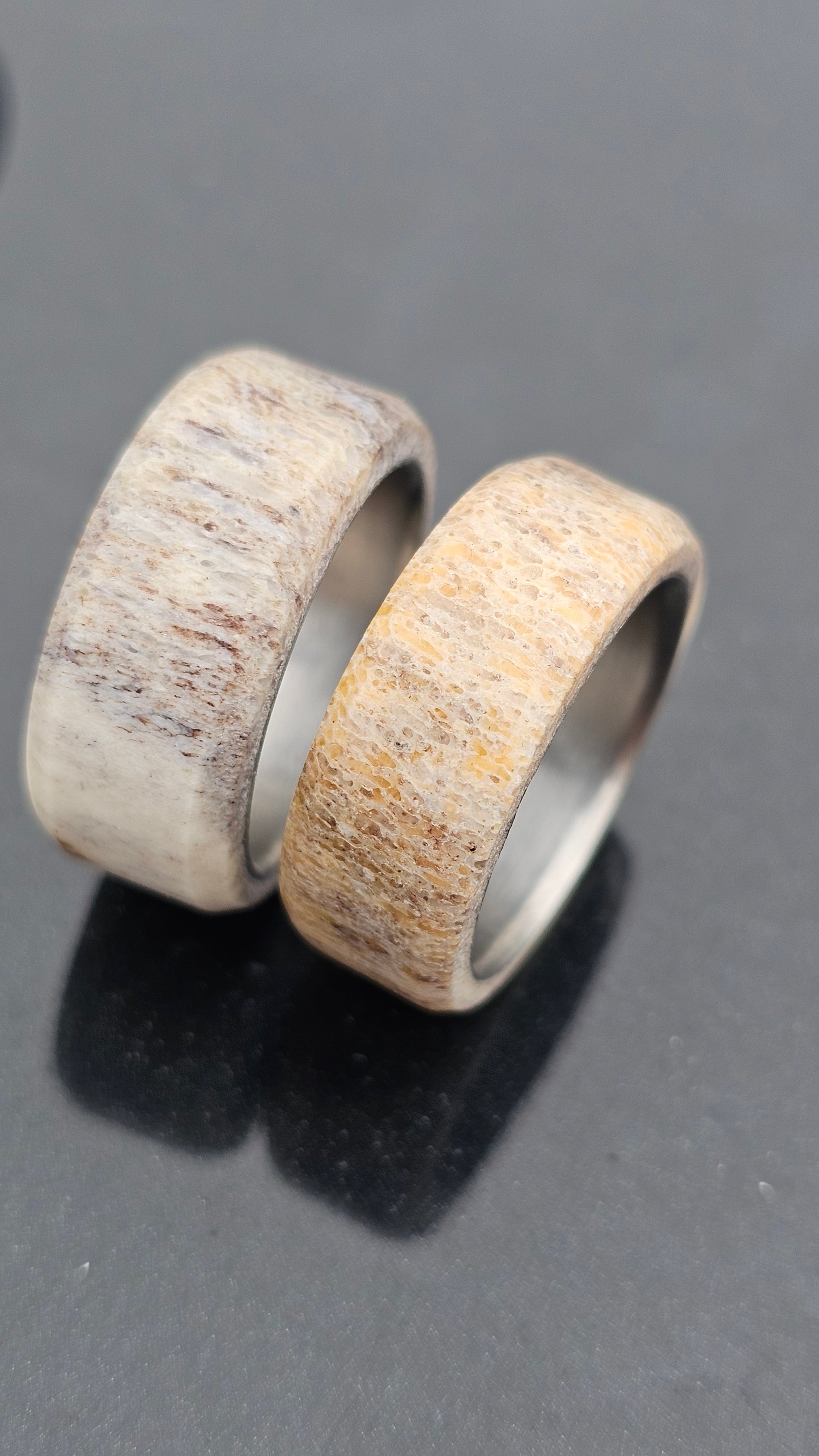 "The Whitetail" deer antler and titanium men's ring