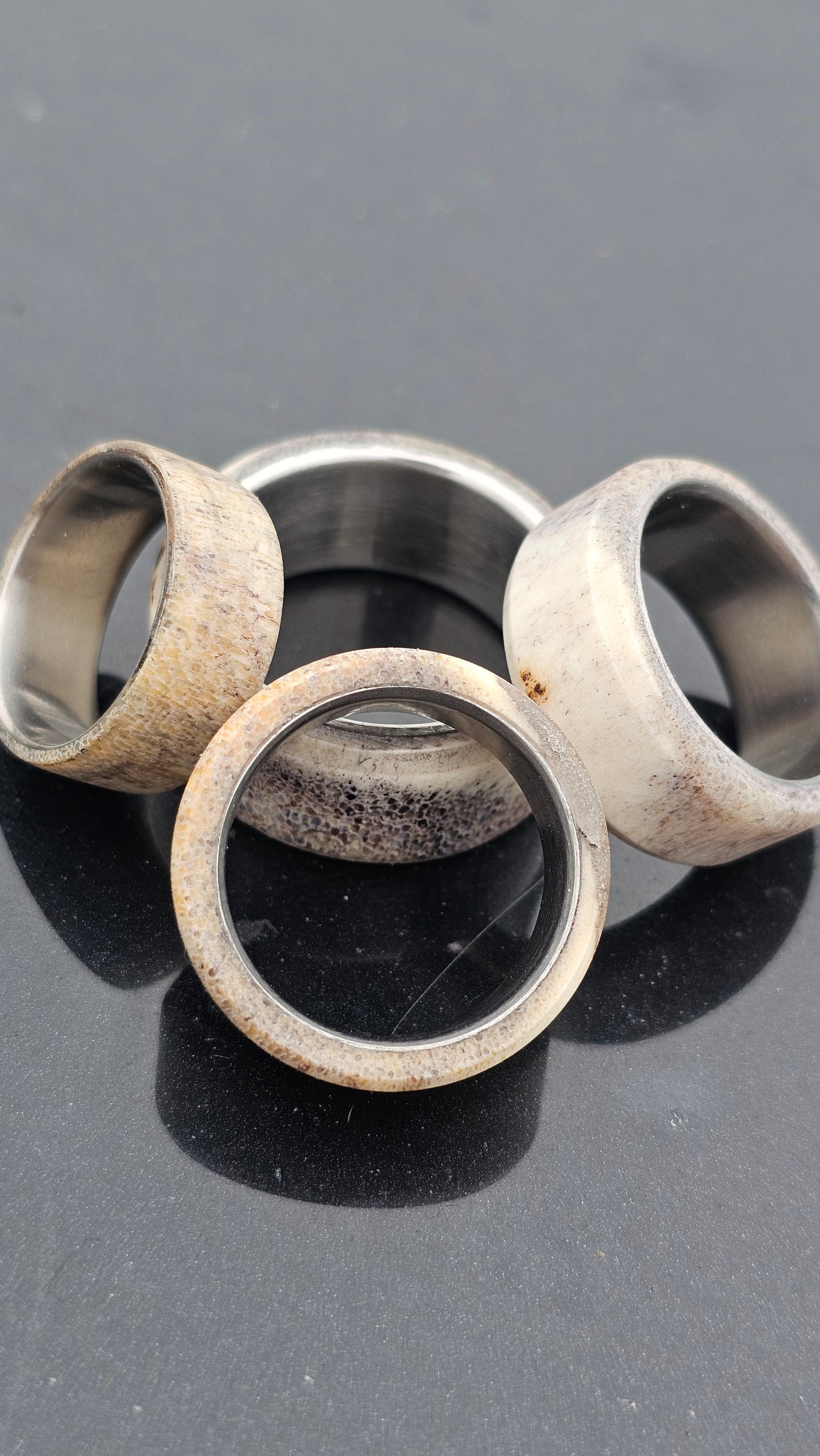 "The Whitetail" deer antler and titanium men's ring