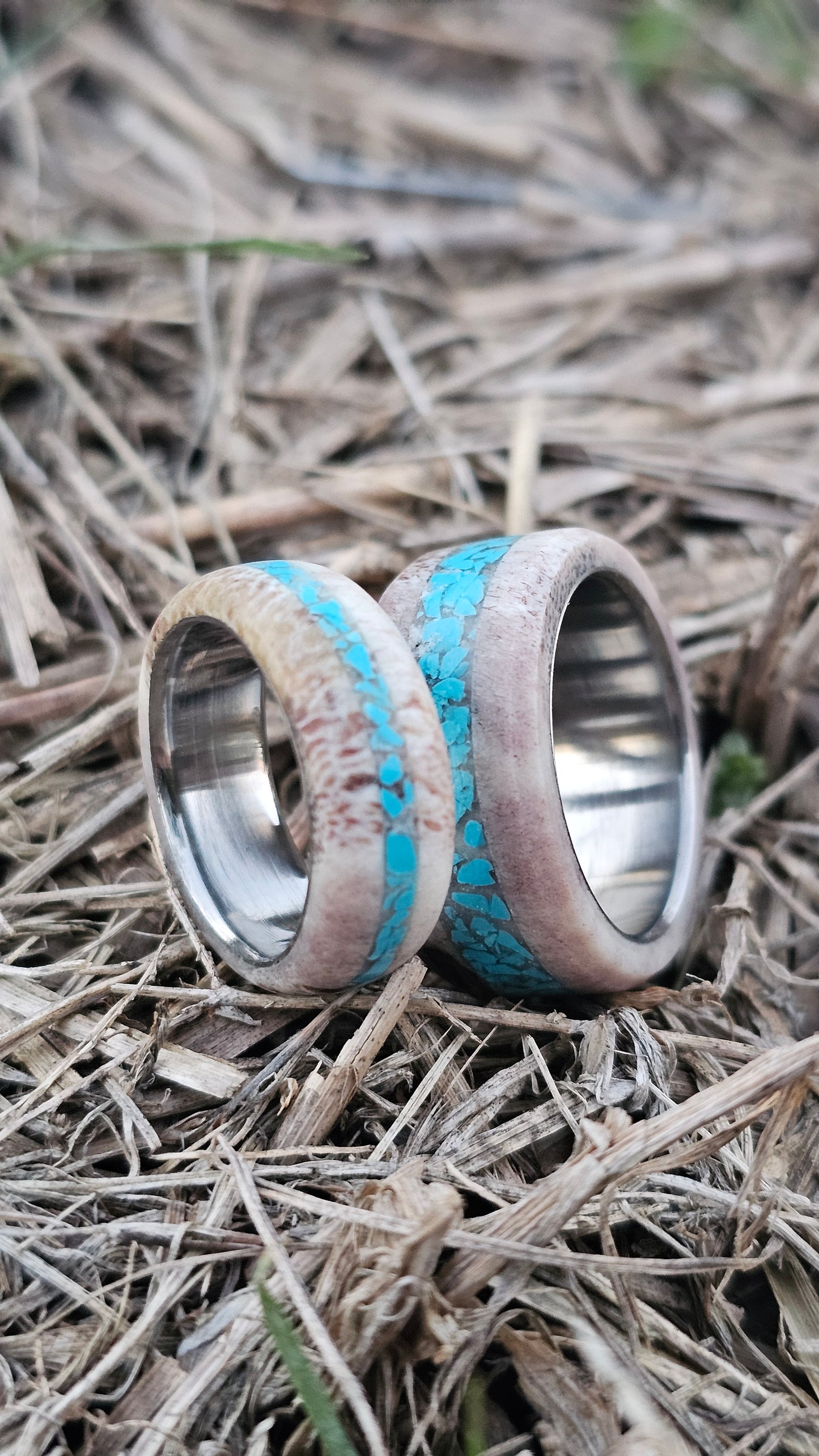 Turquoise and Antler Ring Set