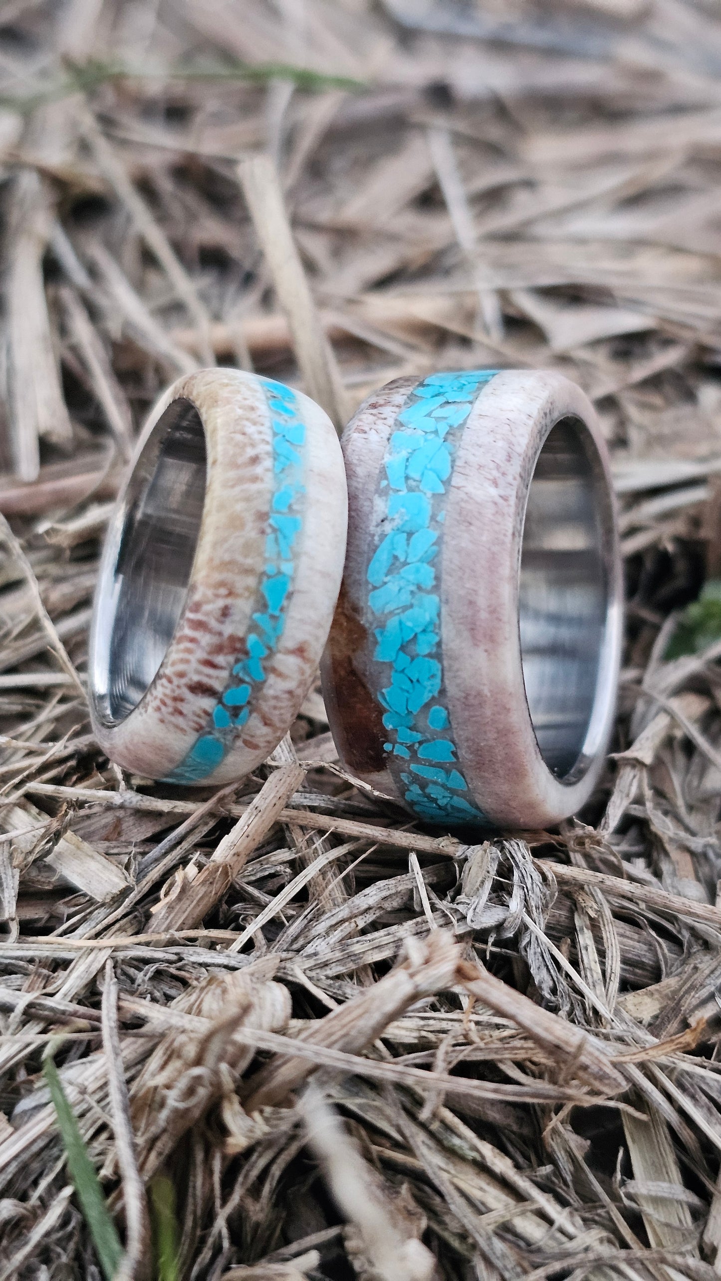 Turquoise and Antler mens Ring