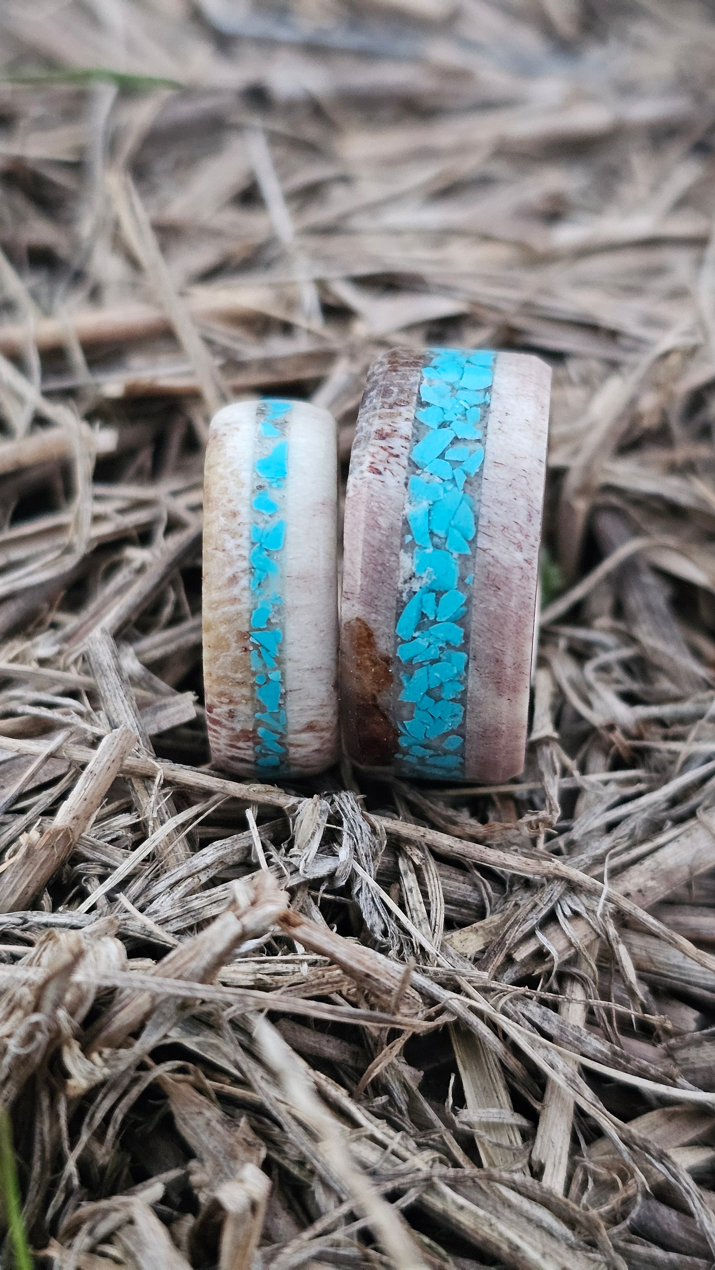 Turquoise and Antler Ring Set