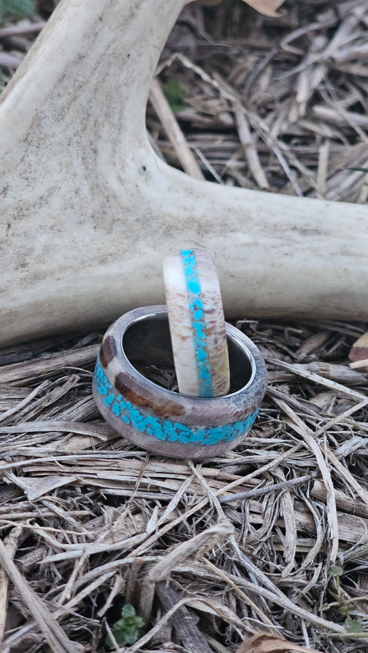 Turquoise and Antler Ring Set