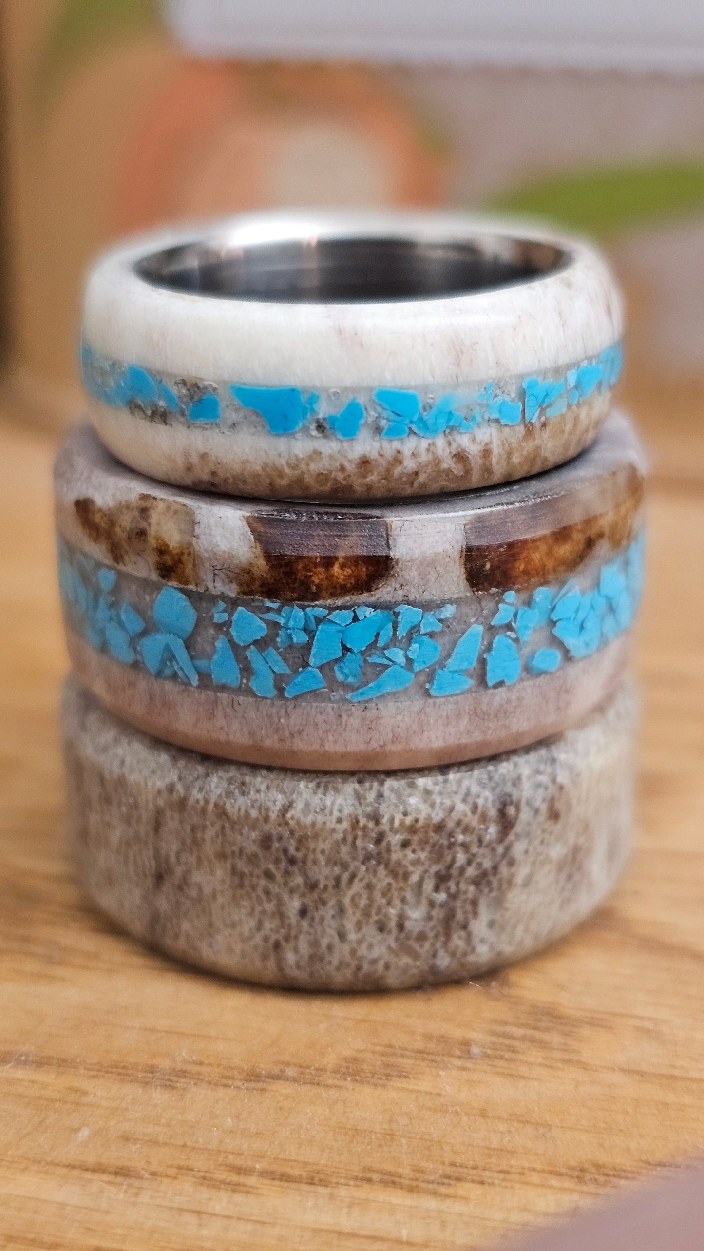 Turquoise and Antler Womens Ring