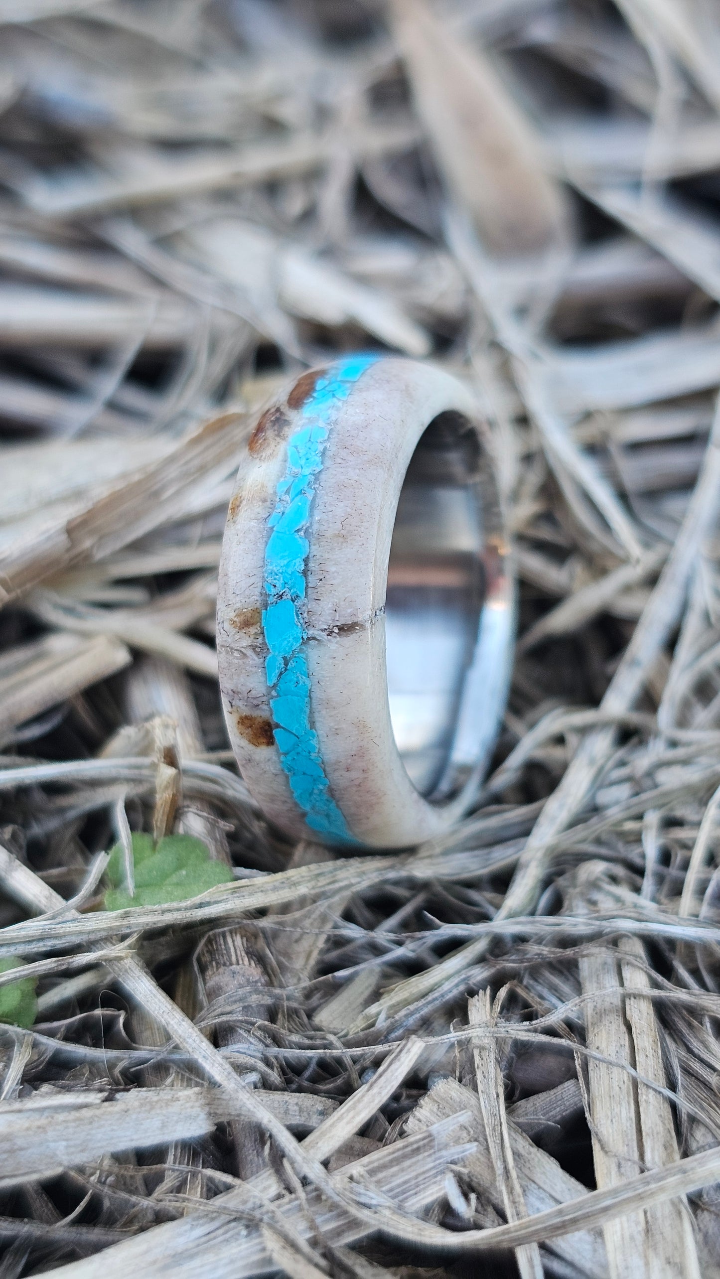 Turquoise and Antler Womens Ring