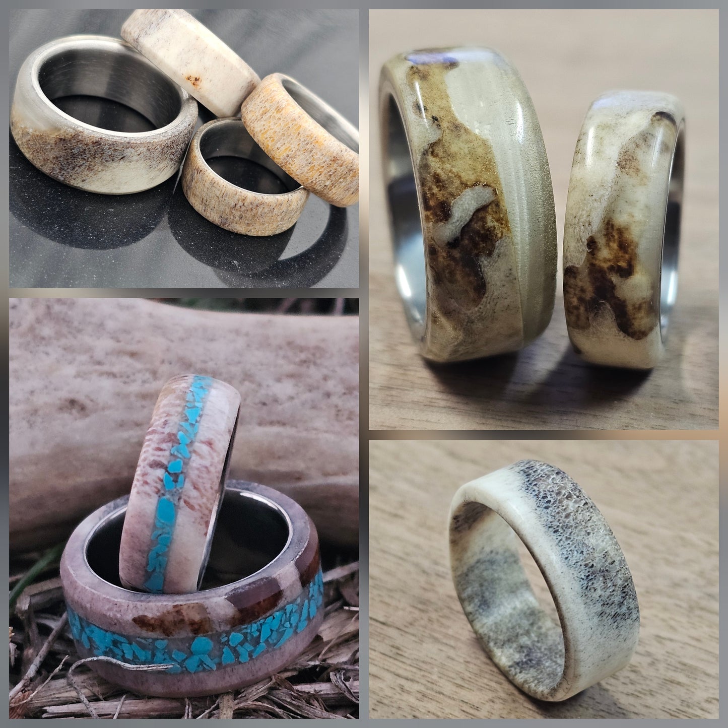 Turquoise and Antler Womens Ring