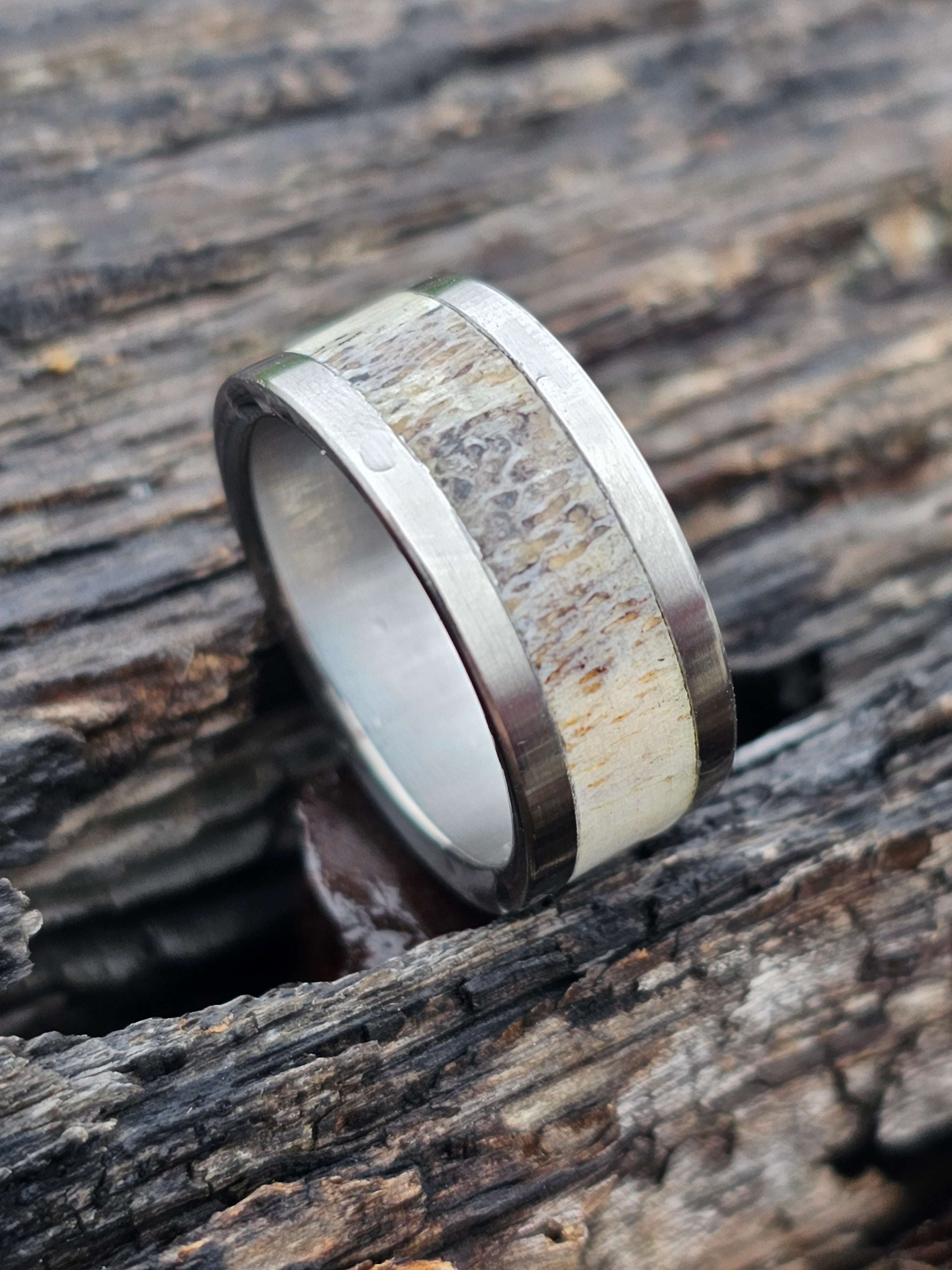 Titanium on sale antler ring