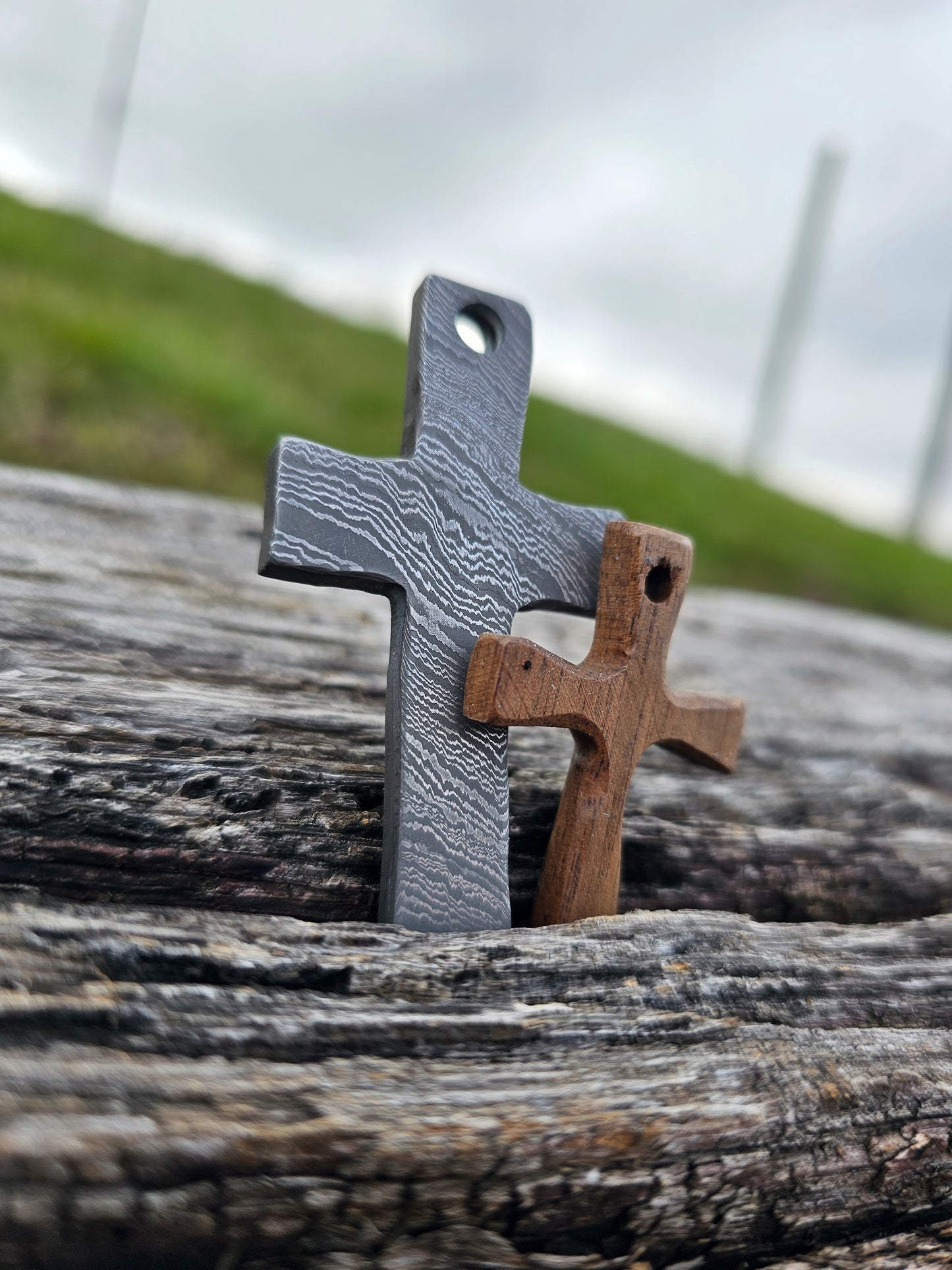 Damascus Cross Pendant Necklace