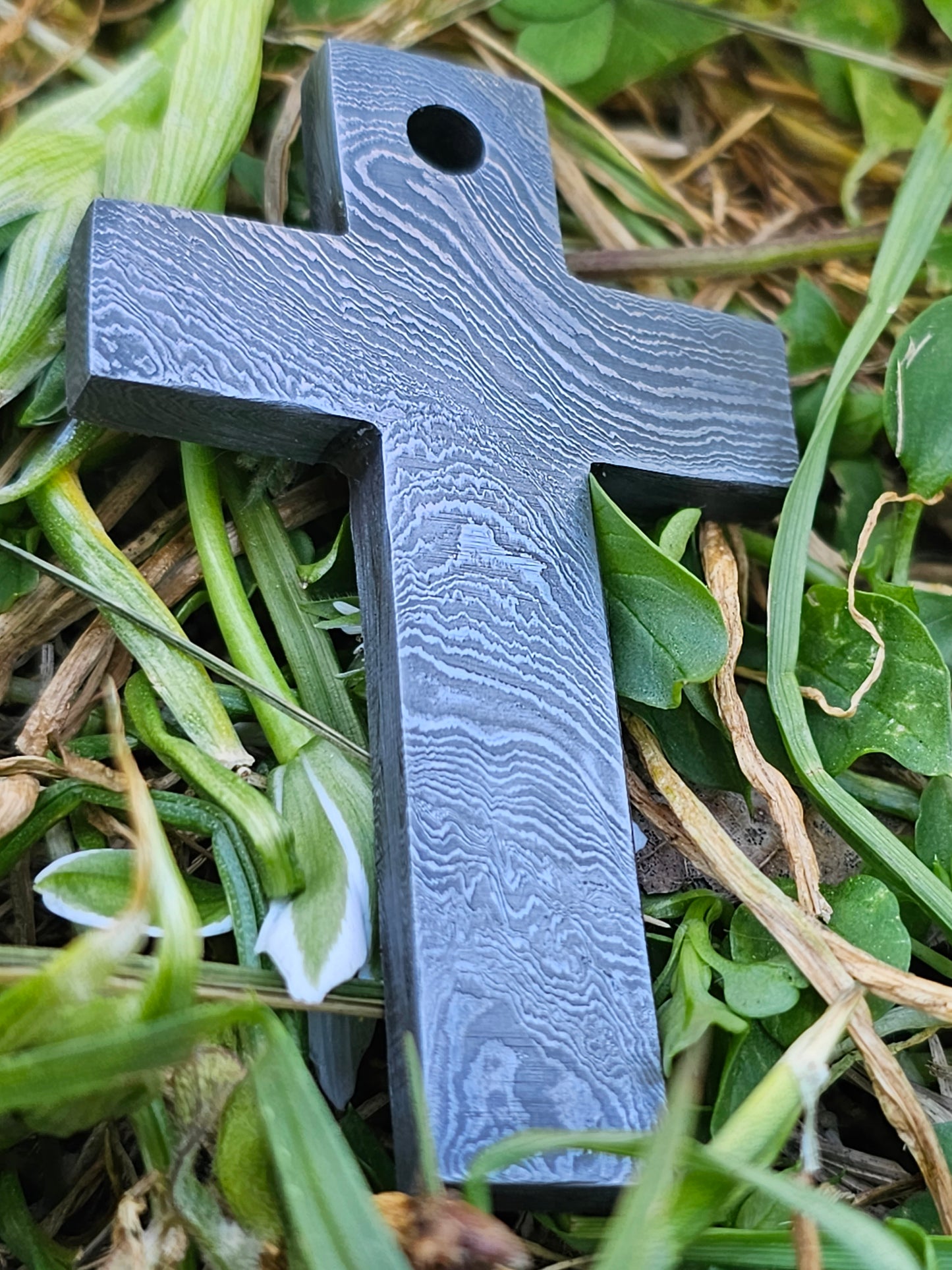 Damascus Cross Pendant Necklace