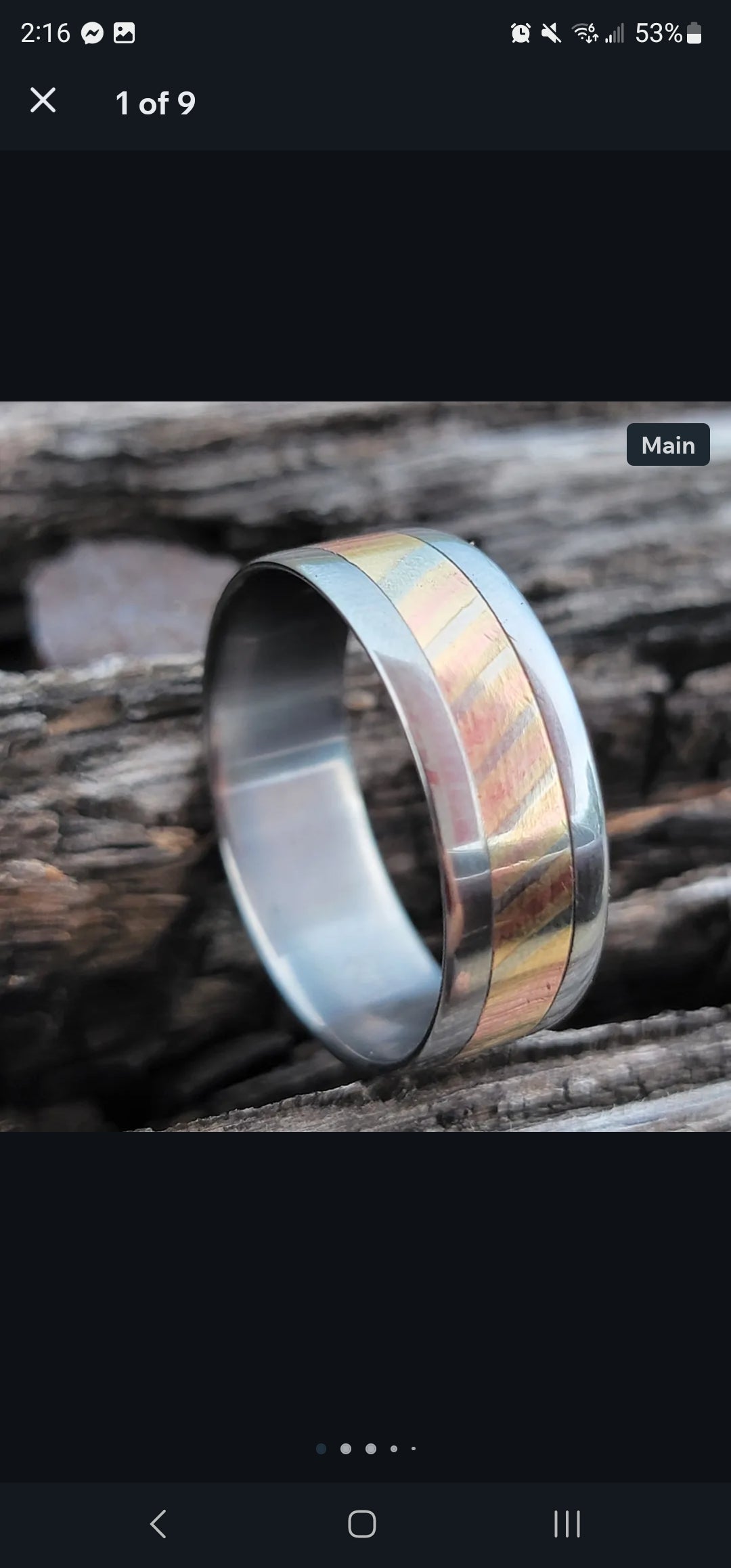 "Ti-Kume" Titanium and mokume ring