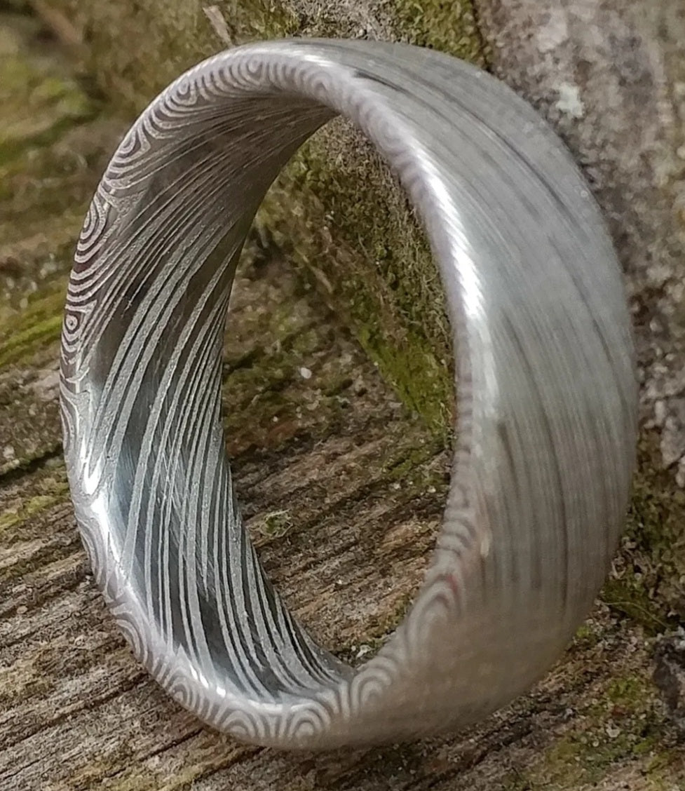 "The Odin" Heimskringla pattern stainless damascus ring