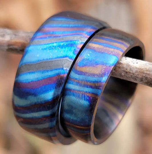 "The Rainbow Bridge Ring SET"  Zirconium Titanium (Zir-Ti) High Quality Blende