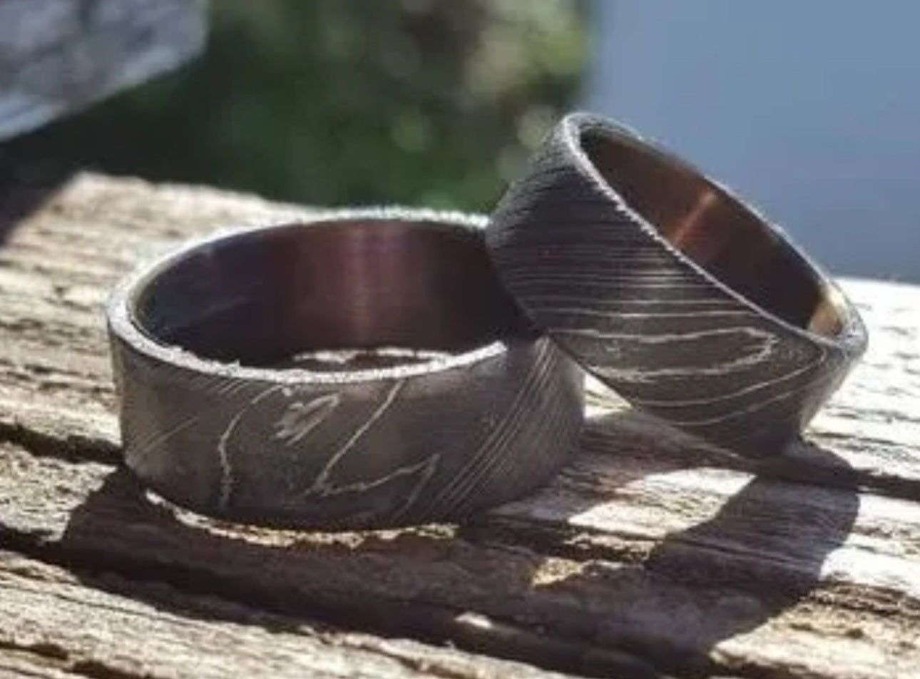 "The Wolf Pack" Stainless Damascus Wedding Ring