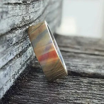 "Lone Samurai" Mokume Gane Ring With Titanium Liner