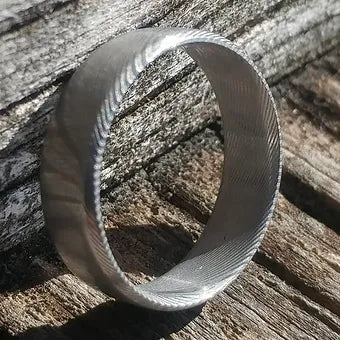 "Dense" Stainless Damascus Ring Dense Twist