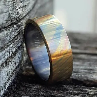 "Lone Samurai" Mokume Gane Ring With Titanium Liner